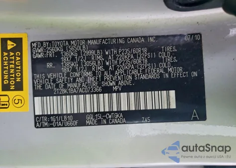 2010 Lexus Rx 350 из США, поврежденный, VIN 2T2BK1BA7AC073366